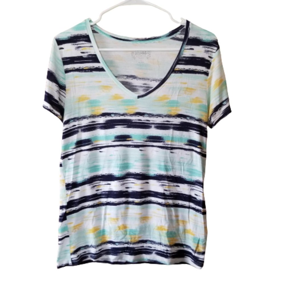 3/$20 MUDD Paint Stripe White V-Neck Everyday Tee